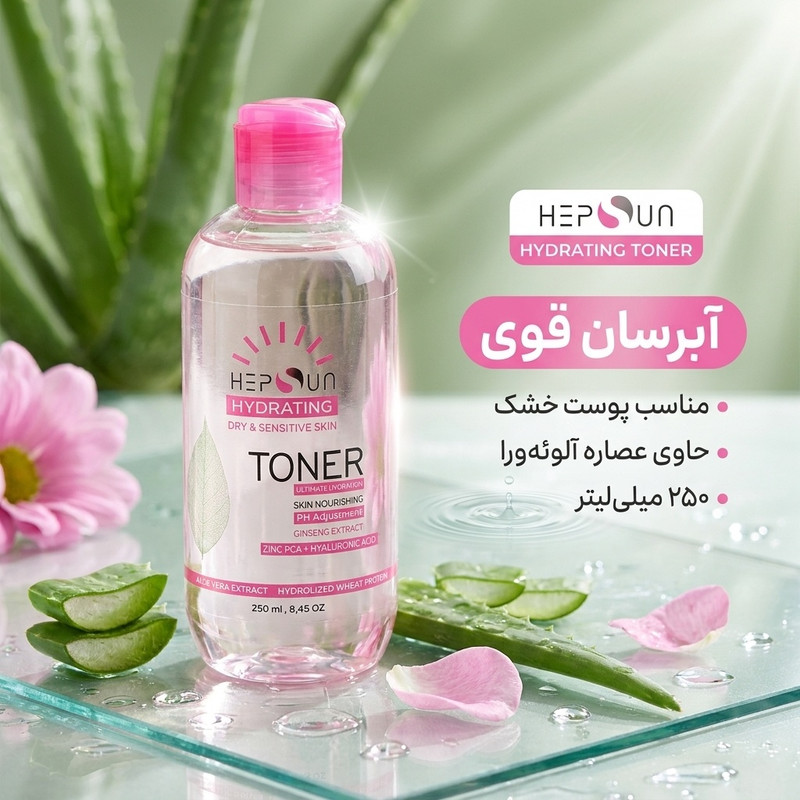 تونر پوست هپسان مدل HYDRATING مناسب برای پوست
خشک حجم 250 میلی لیتر