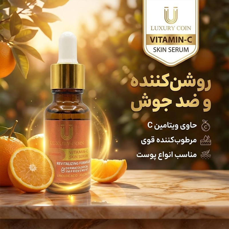 سرم پوست لاکچری کوین مدل ویتامین C حجم 20 میلی لیتر