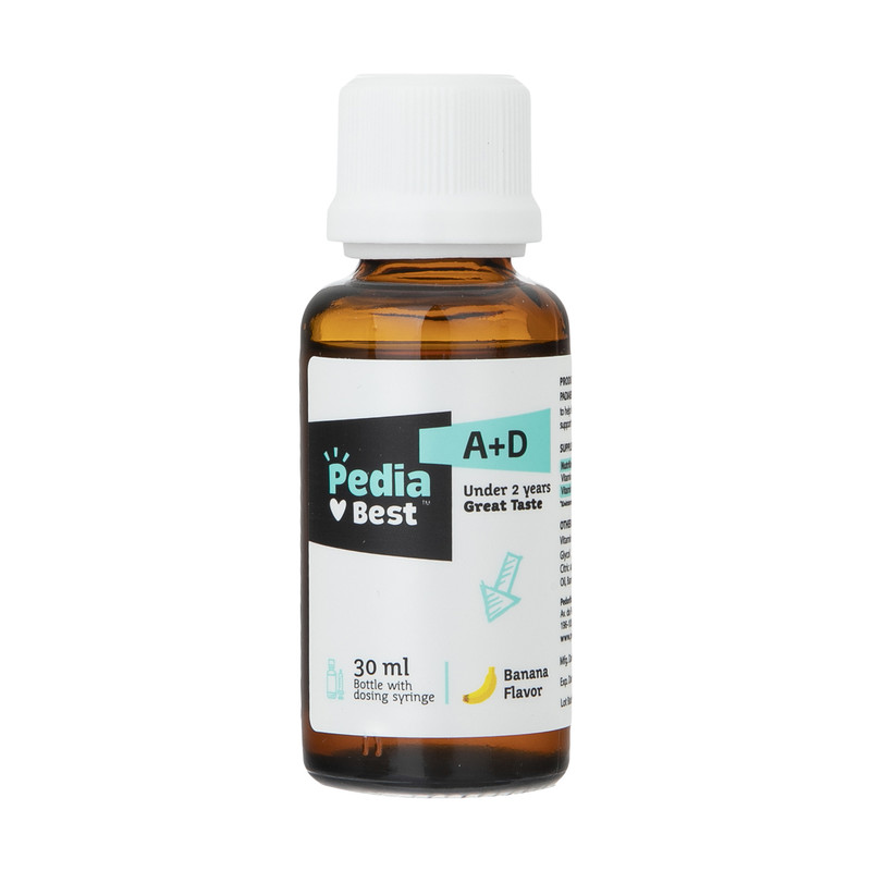 قطره ویتامین آ+د پدیابست با طعم موز - 30 میلی لیتر
